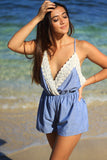 Chambray and Lace Romper