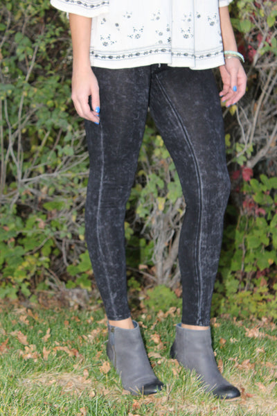 Black Acid Wash Leggings